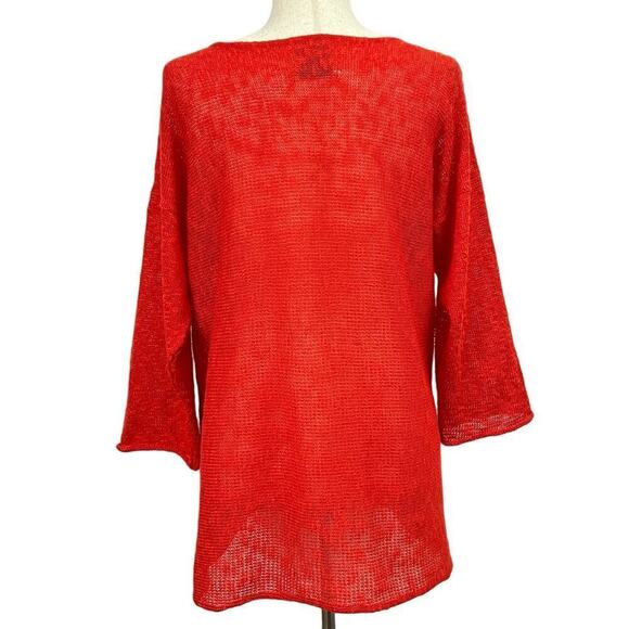 Mimi and Coco Open Knit Tunic Sweater Women’s Sz M/L (see Measurements) Orange - Picture 3 of 6